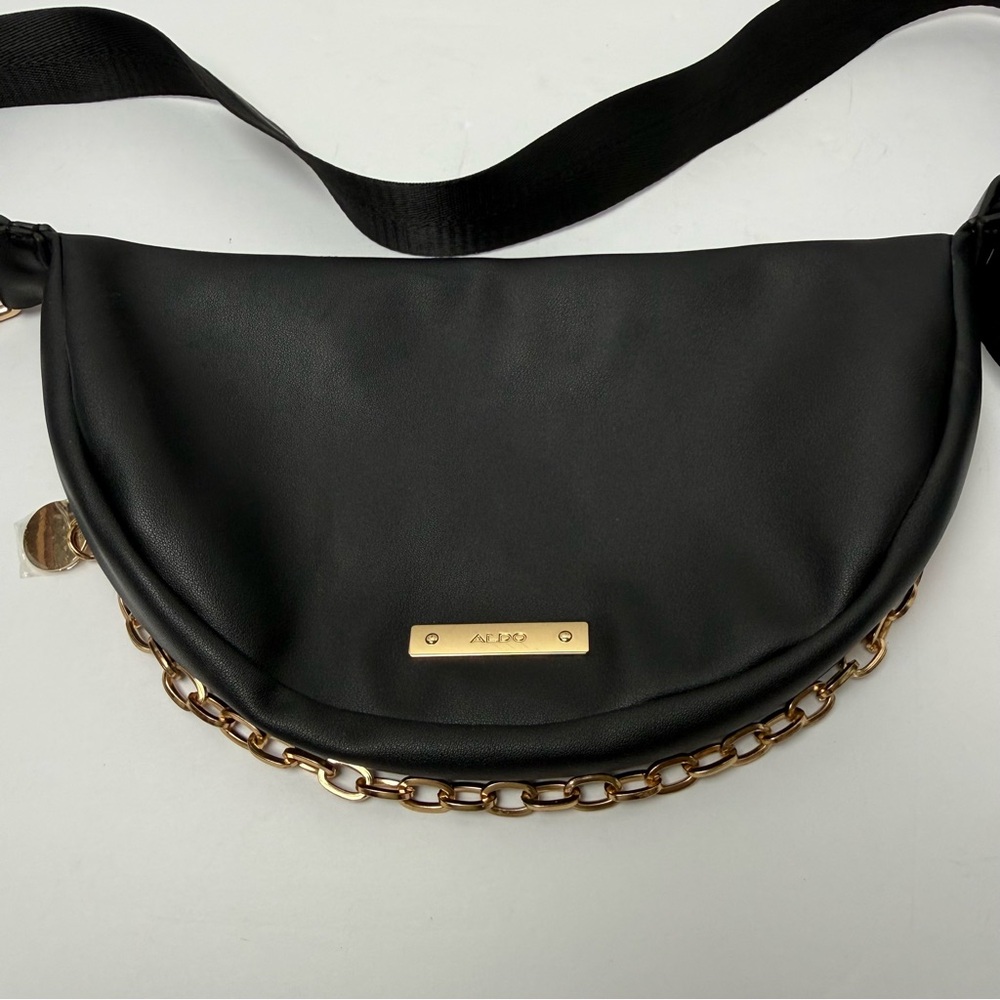 Aldo Black Crossbody Bag with Gold Accents